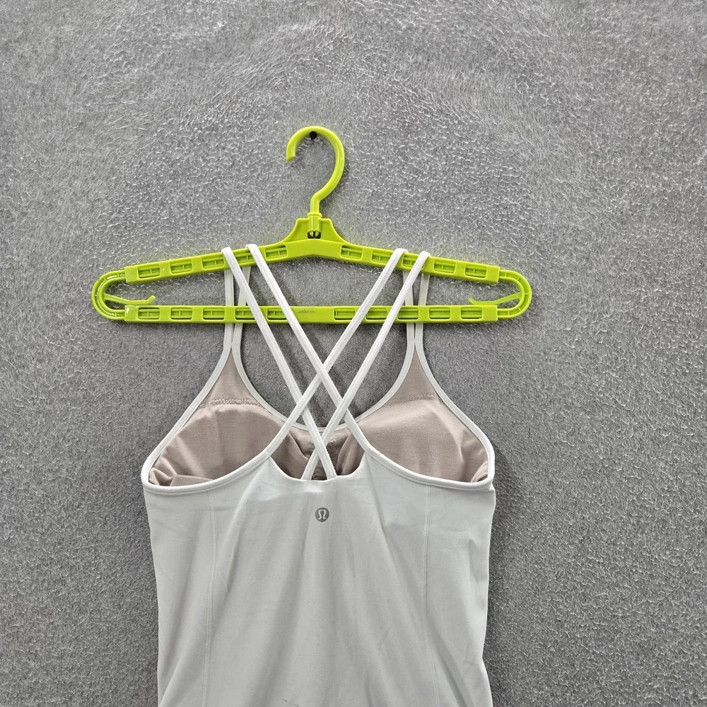 Lululemon Women Tank Top 4 White Activewear Strap Free To Be READ